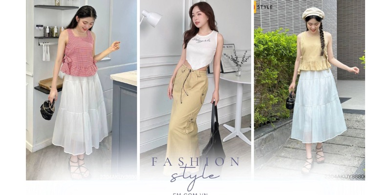 Kết hợp áo 2 dây cùng chân váy