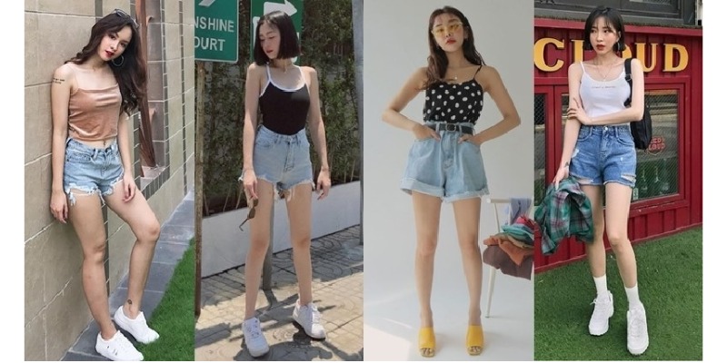 Mix áo 2 dây với quần short